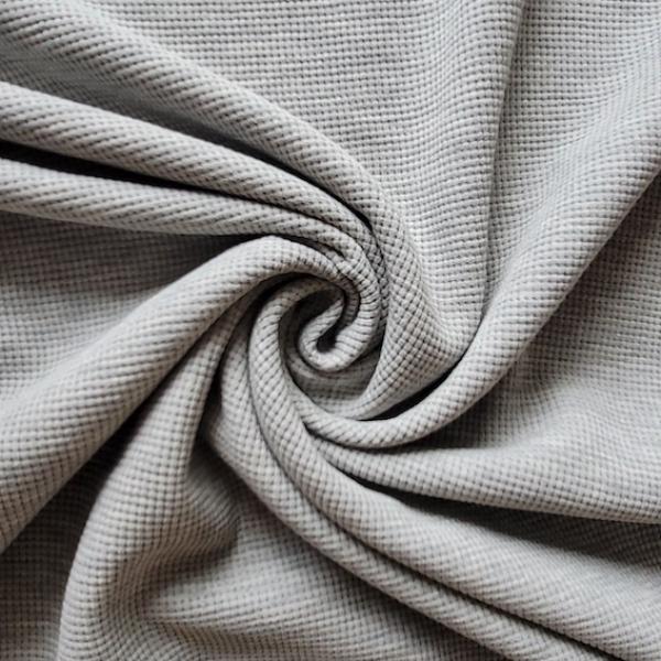 Waffelstrick Jersey Baumwolle - Hellgrau Melange | Meterware